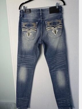 NWT Outcast Outfitters Men's Slim Stretch Denim Jeans 30/32 Embroidered Flap
